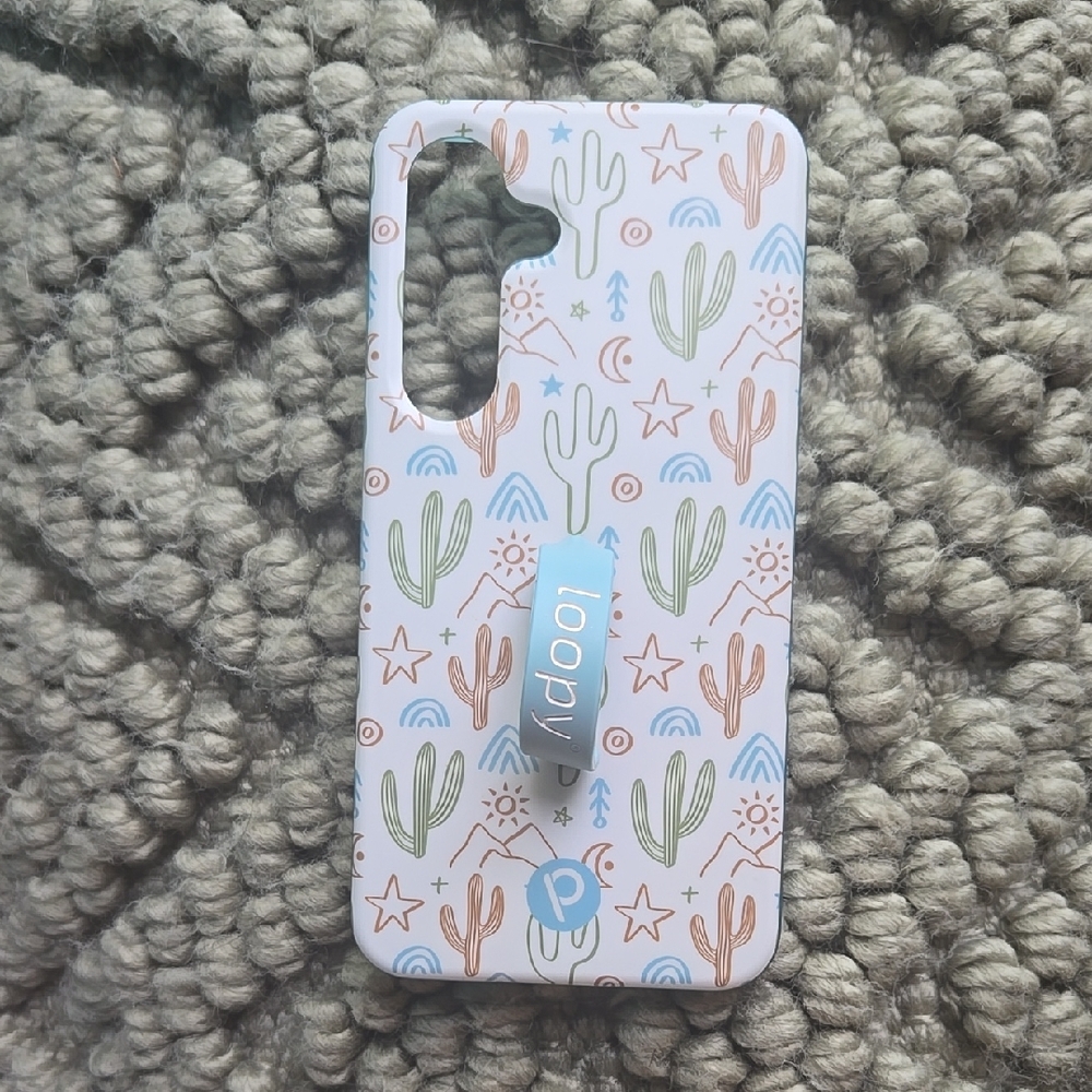 Loopy Case Cactus Pattern Phone Case - White and Blue